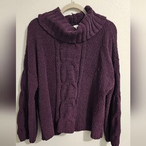 Purple Cable Knit Sweater